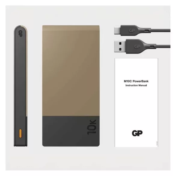GP Powerbank M10C, 10000mAh 22,5W LED kijelzővel beige M2+
