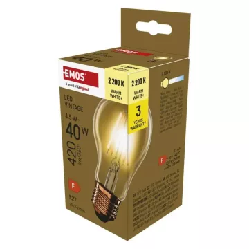 EMOS Vintage E27 A60 4.5W (35W) 420lm LED filament WW+