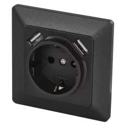 Fali aljzat 2* USB-vel 2.1A töltő 16A max. A6000.3