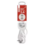 Hosszabbító 1.4m 2* USB-A+ 1 USB-C 2.1 A