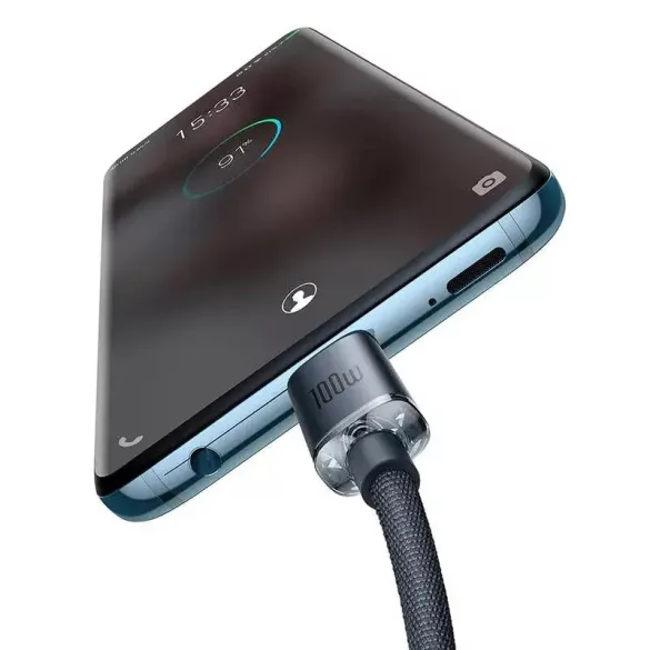 Baseus  USB-C PD 2.0 120cm Crystal Quick Charge 3.0 5A kábel 100W gyorstöltés
