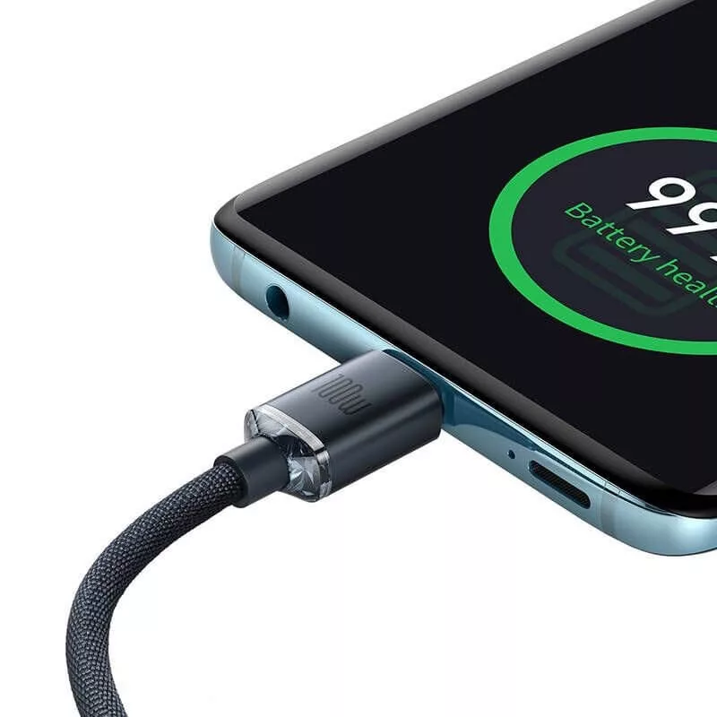 Baseus  USB-C PD 2.0 120cm Crystal Quick Charge 3.0 5A kábel 100W gyorstöltés
