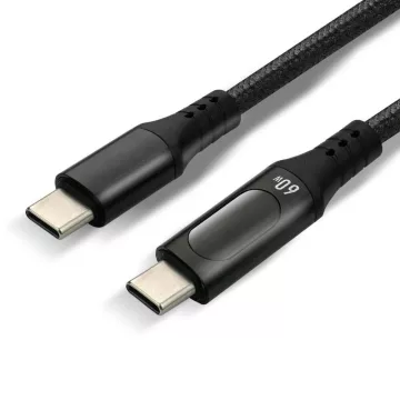   everActive USB-C PD LCD kábel Power Delivery 2.0 3A/20V 60W gyorstöltés 1m feket