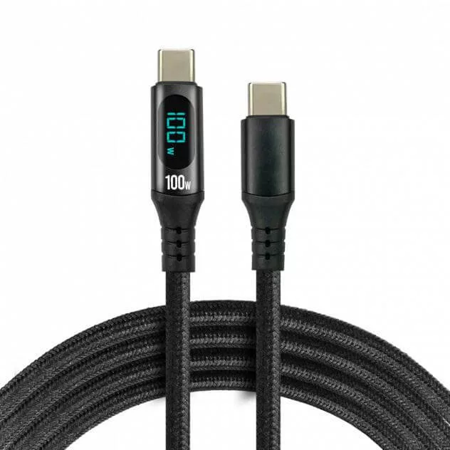   everActive USB-C PD E-Marker LCD kábel Power Delivery 3.0 5A/20V 100W 2m fekete