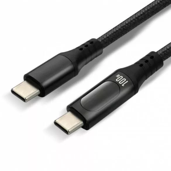 everActive USB-C PD E-Marker LCD kábel Power Delivery 3.0 5A/20V 100W 2m fekete