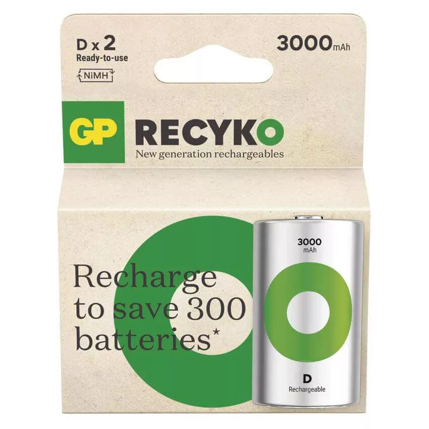 GP Recyko D 3000mAh Ni-MH akkumulátor 2db/bl (ár/db) GP Recyko D 3000mAh Ni-MH akkumulátor 2db/bl (ár/db)