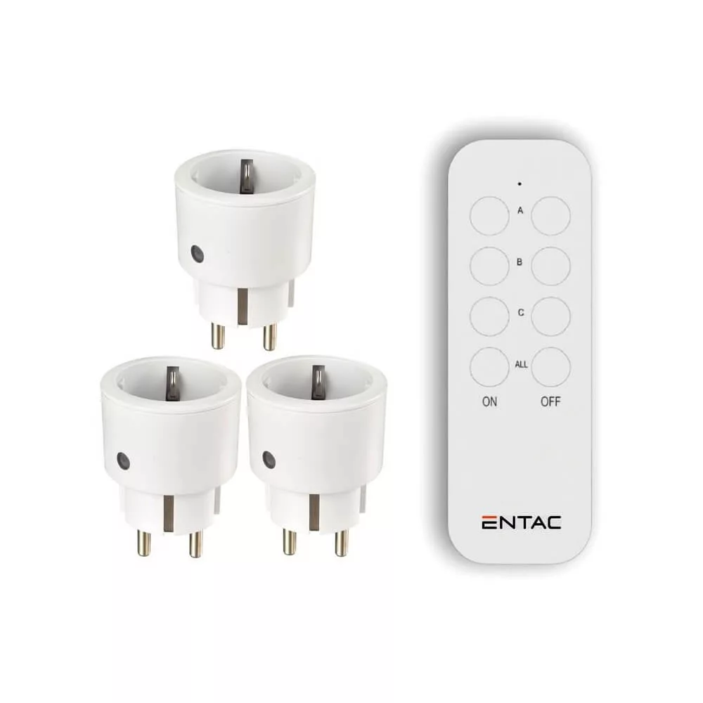 Entac Távirányítós Hálózati Adapter, 3 Aljzat/Távirányító