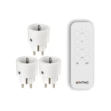   Entac Távirányítós Hálózati Adapter, 3 Aljzat/Távirányító