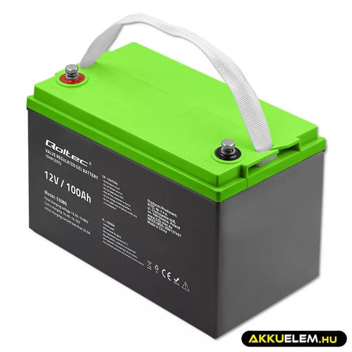 Qoltec GEL Akkumulátor 12V 100Ah lakókocsihoz, hajóhoz, biztonsági rendszerekhez