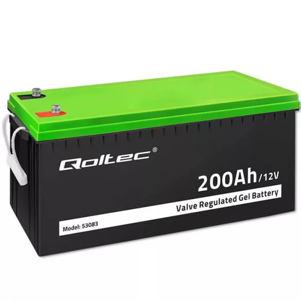 Qoltec GEL Akkumulátor 12V 200Ah lakókocsihoz, hajóhoz, biztonsági rendszerekhez