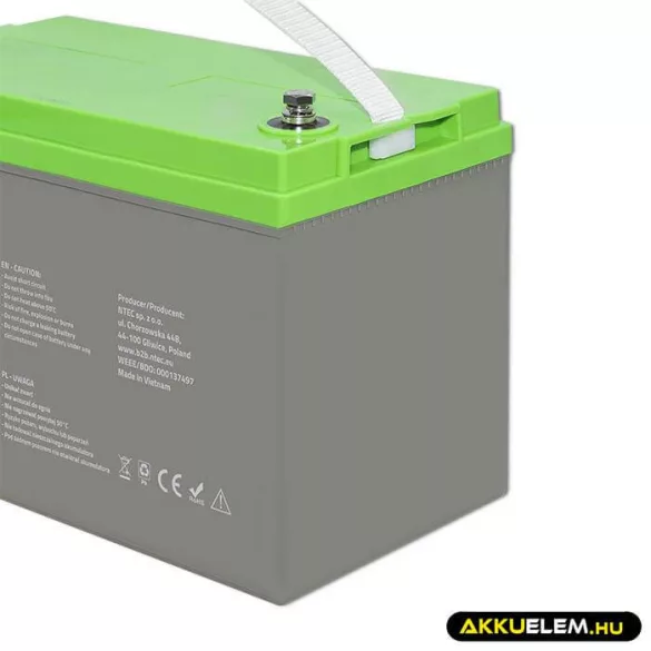 Qoltec Mélykisütésű GEL Akkumulátor 12V 100Ah lakókocsihoz, hajóhoz, napelemes rendszerhez