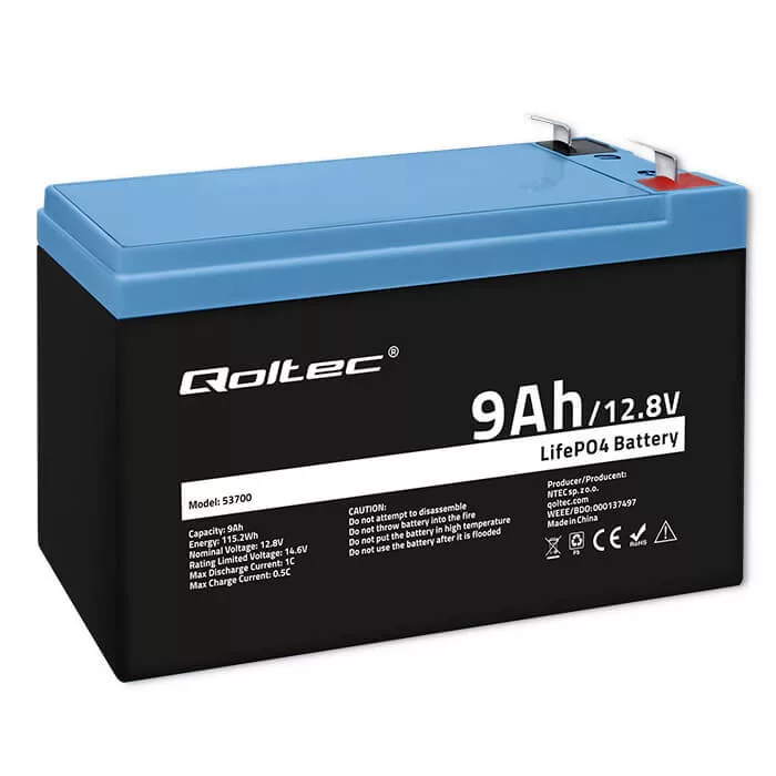 Qoltec LiFePO4 Akkumulátor 12.8V 9Ah 115.2Wh BMS Qoltec LiFePO4 Akkumulátor 12.8V 9Ah 115.2Wh BMS