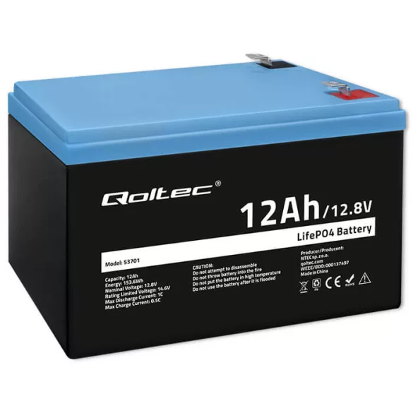 Qoltec LiFePO4 Akkumulátor 12.8V 12Ah 153.6Wh BMS