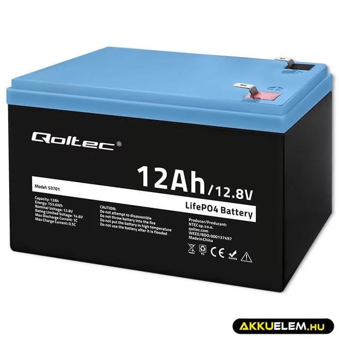 Qoltec LiFePO4 Akkumulátor 12.8V 12Ah 153.6Wh BMS