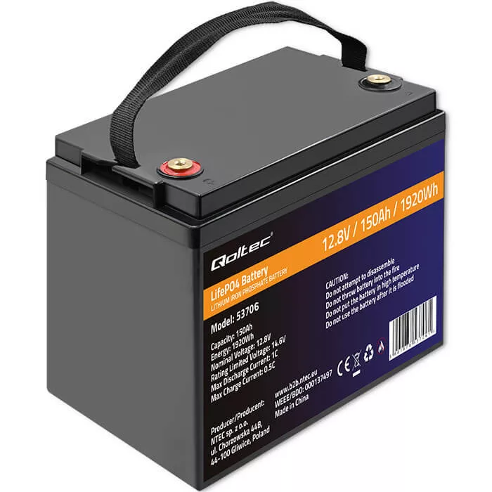 Qoltec LiFePO4 Akkumulátor 12.8V 150Ah 1920Wh BMS Qoltec LiFePO4 Akkumulátor 12.8V 150Ah 1920Wh BMS