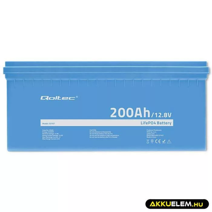 Qoltec LiFePO4 Akkumulátor 12.8V 200Ah 2560Wh BMS