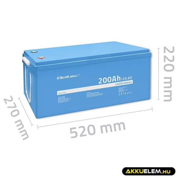 Qoltec LiFePO4 Akkumulátor 25.6V 200Ah W BMS
