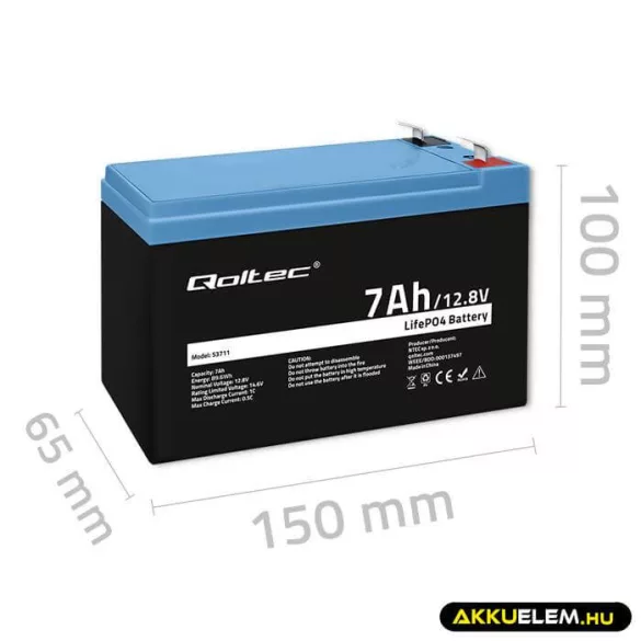 Qoltec LiFePO4 Akkumulátor 12.8V 7Ah 89.6Wh BMS