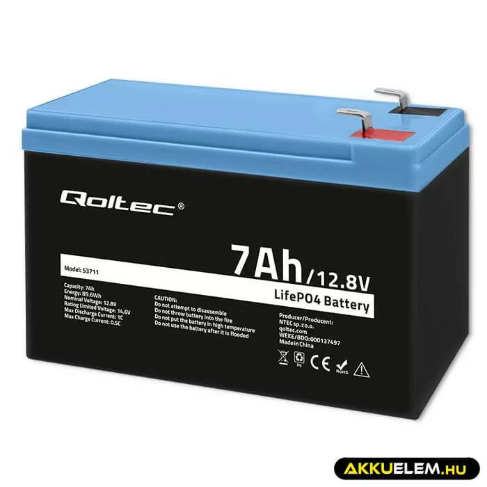 Qoltec LiFePO4 Akkumulátor 12.8V 7Ah 89.6Wh BMS