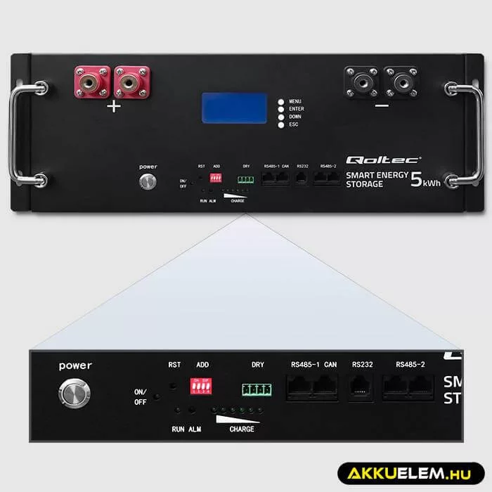 Qoltec Energiatároló RACK LiFePO4 5.12kWh 51.2V 100Ah BMS LCD