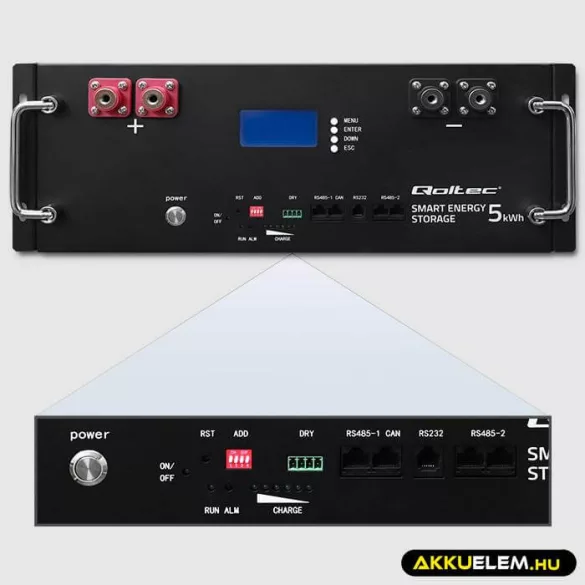 Qoltec Energiatároló RACK LiFePO4 5.12kWh 51.2V 100Ah BMS LCD
