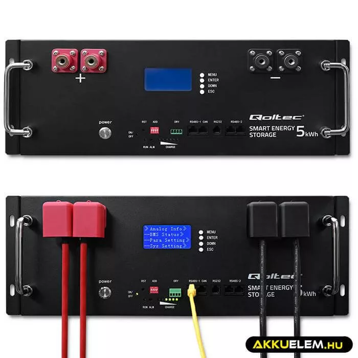 Qoltec Energiatároló RACK LiFePO4 5.12kWh 51.2V 100Ah BMS LCD
