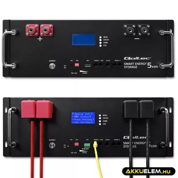 Qoltec Energiatároló RACK LiFePO4 5.12kWh 51.2V 100Ah BMS LCD