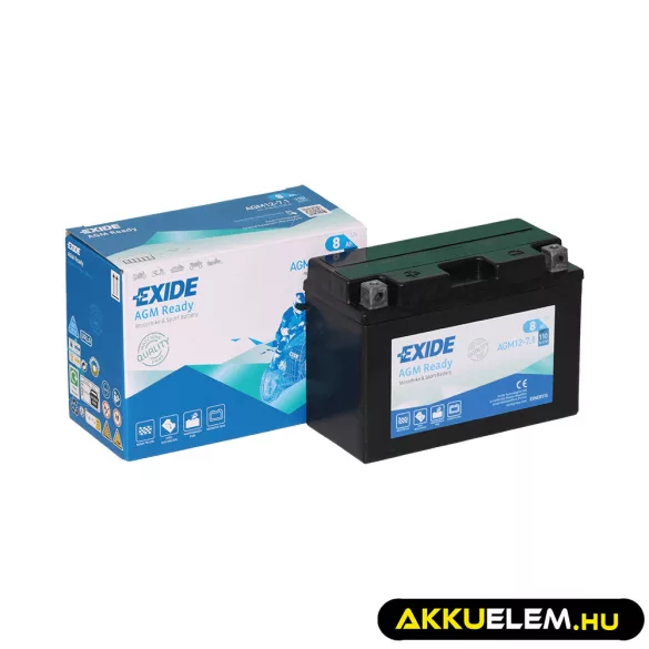 Exide motorkerékpár akkumulátor 12V 8Ah AGM 12-7.1 110A (YT9B) Bal+ GyZ