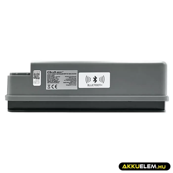 Qoltec Napelem Töltésvezérlő 12V/24V 30A MPPT SOLAR 2xUSB Bluetooth