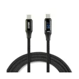 Adatkábel - Type-C/Type-C teljesítmény kijelzéssel fekete 1m 3A 60W
