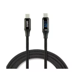   Adatkábel - Type-C/Type-C teljesítmény kijelzéssel fekete 1m 3A 60W