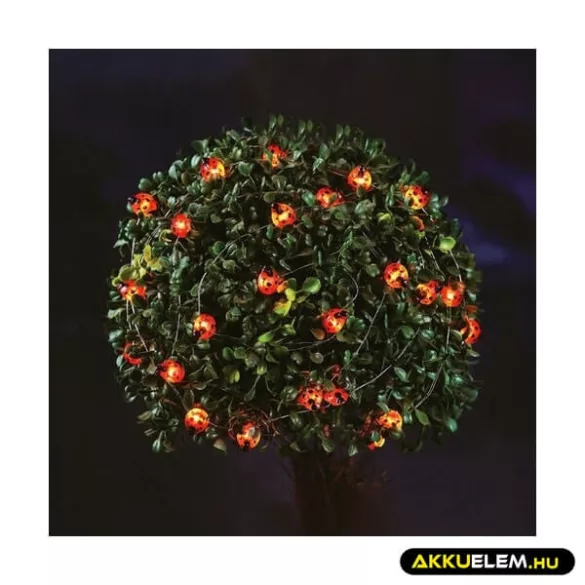 Szolár Katicabogár LED-dekoráció 2,4m 25LED