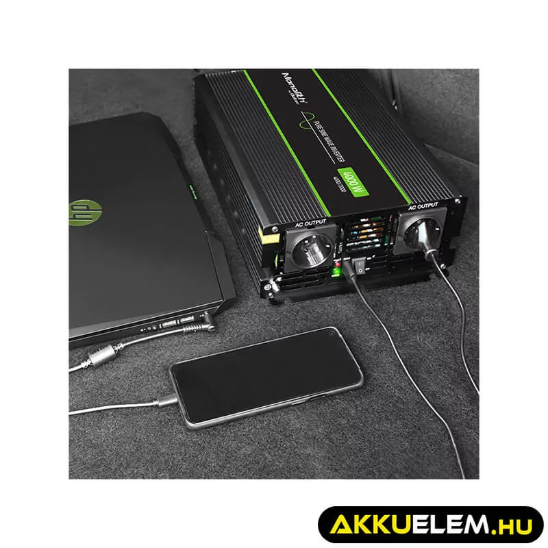 Qoltec színusz Inverter 2000W (max. 4000W) 12 V-ról 230V