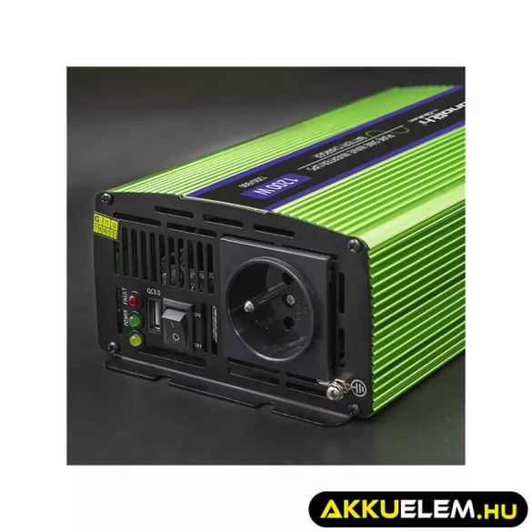 Qoltec színusz Inverter + Akkumulátor töltő, UPS 600W/1200W 12V -> 230V