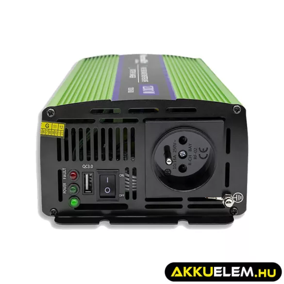 Qoltec színusz Inverter + Akkumulátor töltő, UPS 600W/1200W 12V -> 230V
