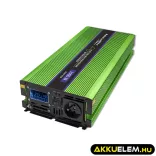 Qoltec színusz Inverter + Akkumulátor töltő, UPS 1000W/2000W 12V -> 230V LCD