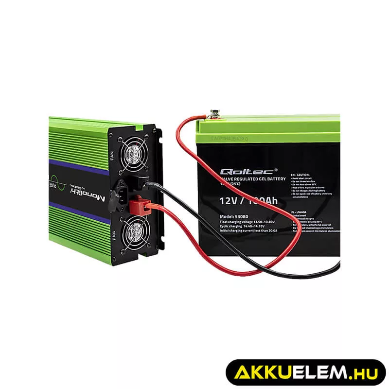 Qoltec színusz Inverter + Akkumulátor töltő, UPS 3000W/6000W 12V -> 230V LCD