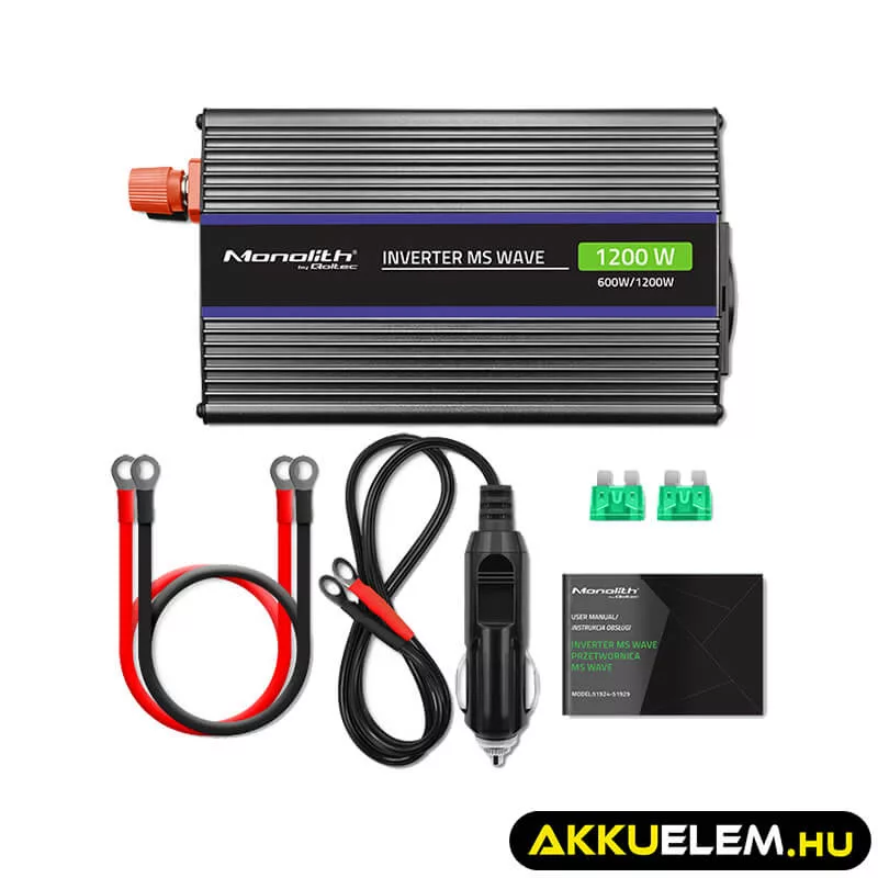 Qoltec Inverter 1200 trapéz 12V -> 230V 600/1200W USB