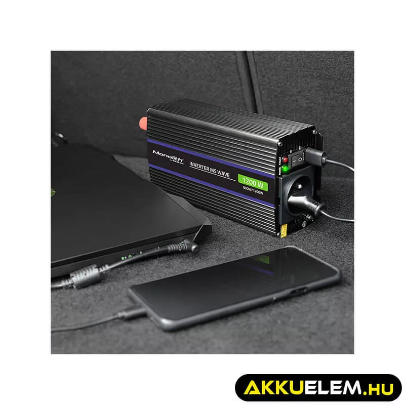 Qoltec Inverter 1200 trapéz 12V -> 230V 600/1200W USB