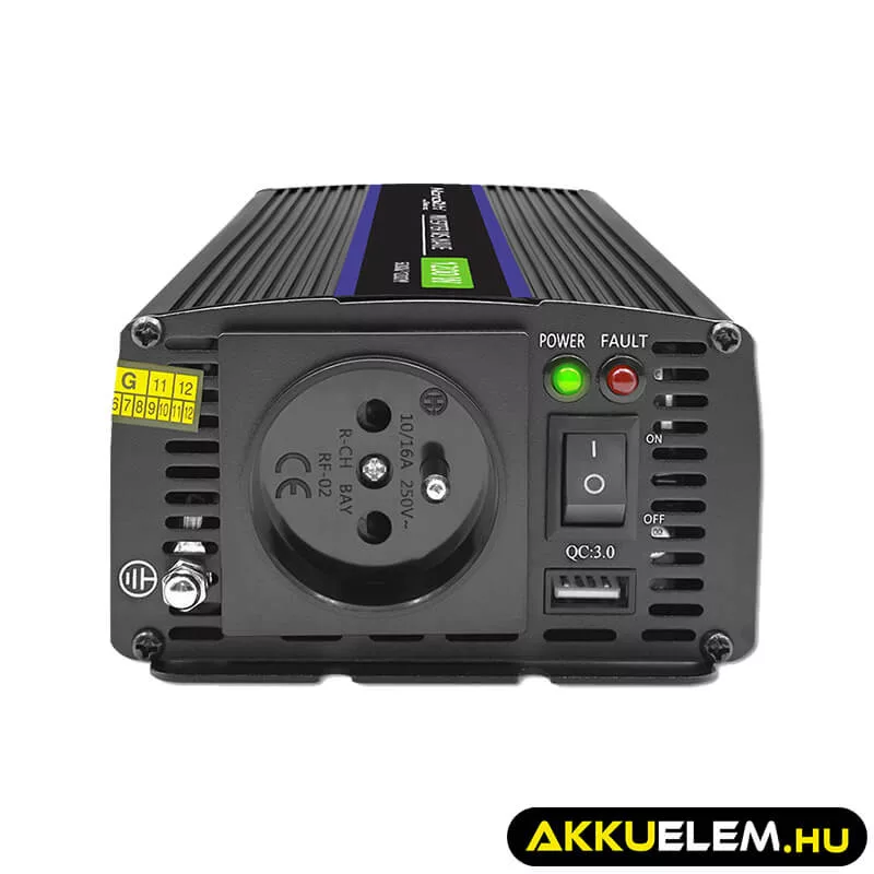 Qoltec Inverter 1200 trapéz 12V -> 230V 600/1200W USB