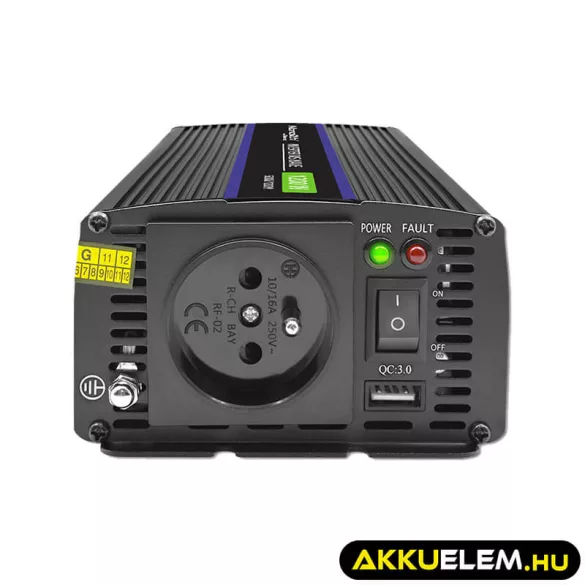 Qoltec Inverter 1200 trapéz 12V -> 230V 600/1200W USB