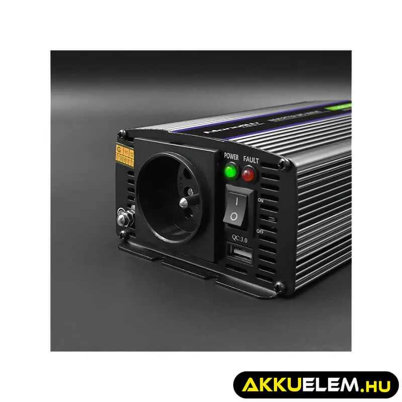 Qoltec Inverter 1200 trapéz 12V -> 230V 600/1200W USB