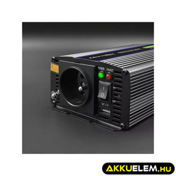 Qoltec Inverter 1200 trapéz 12V -> 230V 600/1200W USB
