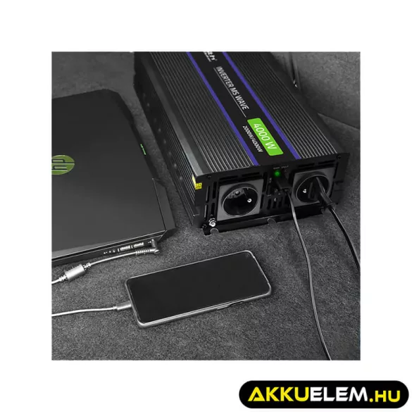 Qoltec Inverter 4000 trapéz 12V -> 230V 2000/4000W USB