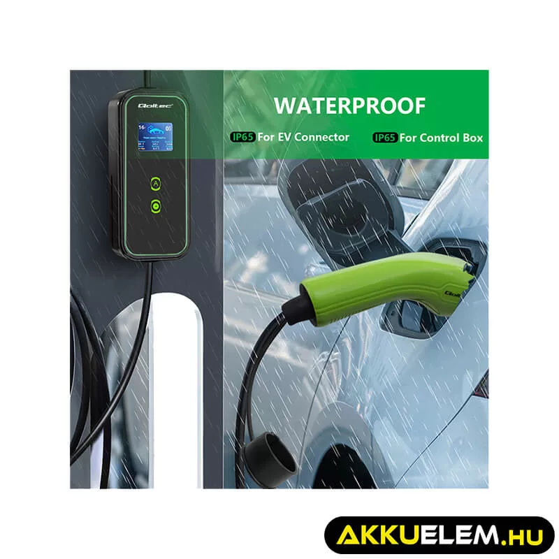 Qoltec EV töltő Elektromos autó töltő 2-in-1 Type2 3.5kW 230V LCD Hordozható 5m