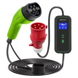   Qoltec EV töltő Elektromos autó töltő 2-in-1 Type2 7kW 230V CEE 3 PIN LCD Hordozható 5m