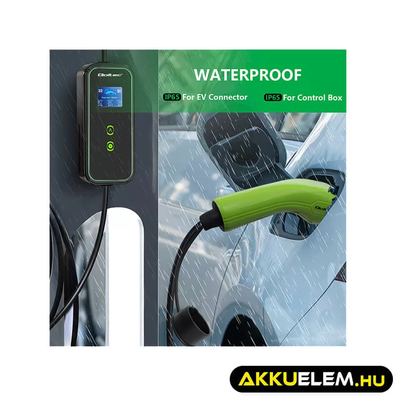 Qoltec EV töltő Elektromos autó töltő 2-in-1 Type2 7kW 230V CEE 3 PIN LCD Hordozható 5m
