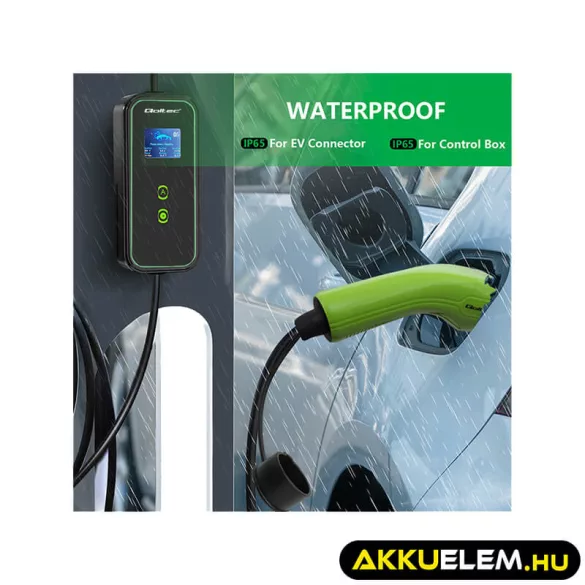 Qoltec Elektromos autó töltő Állítható töltőárammal 2in1 Type2 11kW CEE 5 PIN LCD 3 fázis Hordozható 5m