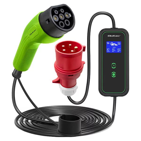 Qoltec Elektromos autó töltő Állítható töltőárammal 2in1 Type2 11kW CEE 5 PIN Wi-fi LCD 3 fázis Hordozható 5m Qoltec Elektromos autó töltő Állítható töltőárammal 2in1 Type2 11kW CEE 5 PIN Wi-fi LCD 3 fázis Hordozható 5m