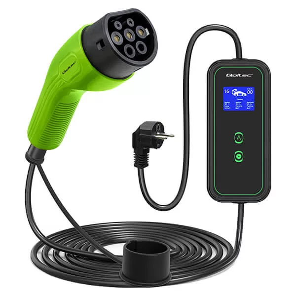 Qoltec Elektromos autó töltő Állítható töltőárammal 2in1 Type2 3.5kW 230V Wi-fi LCD Hordozható 5m Qoltec Elektromos autó töltő Állítható töltőárammal 2in1 Type2 3.5kW 230V Wi-fi LCD Hordozható 5m